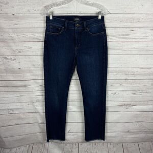 NYDJ Sheri Ankle Jeans Size 6 Dark Wash Raw Frayed hem